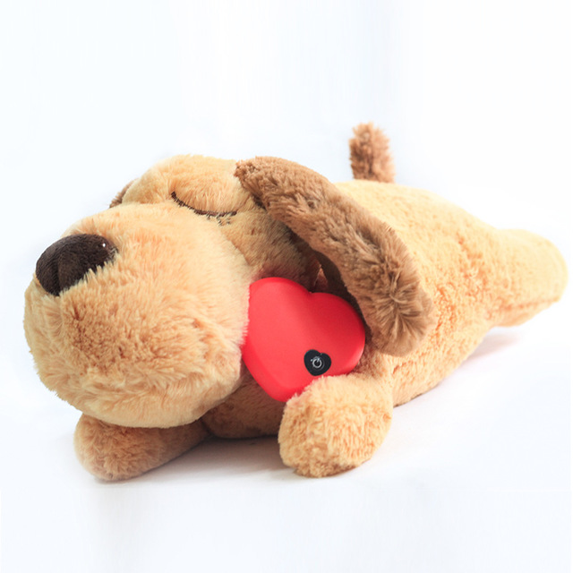 Pet anxiety sleeping toy dog interaction Plush heartbeat cat